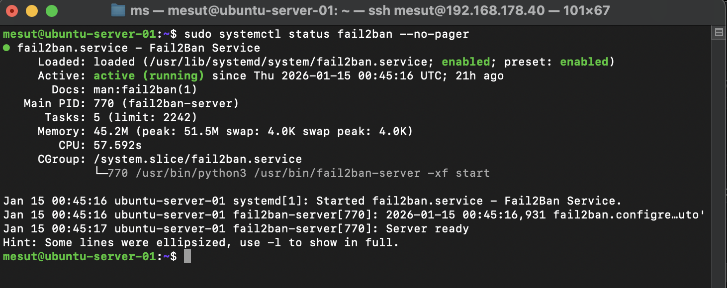 Fail2ban Service Status