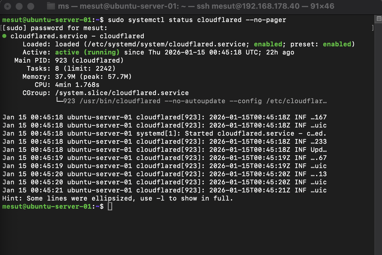 cloudflared systemd status